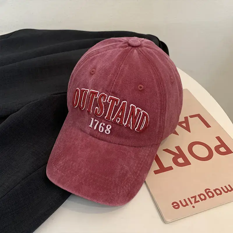 Washed American Retro Baseball Cap Women's Big Head - Image 5