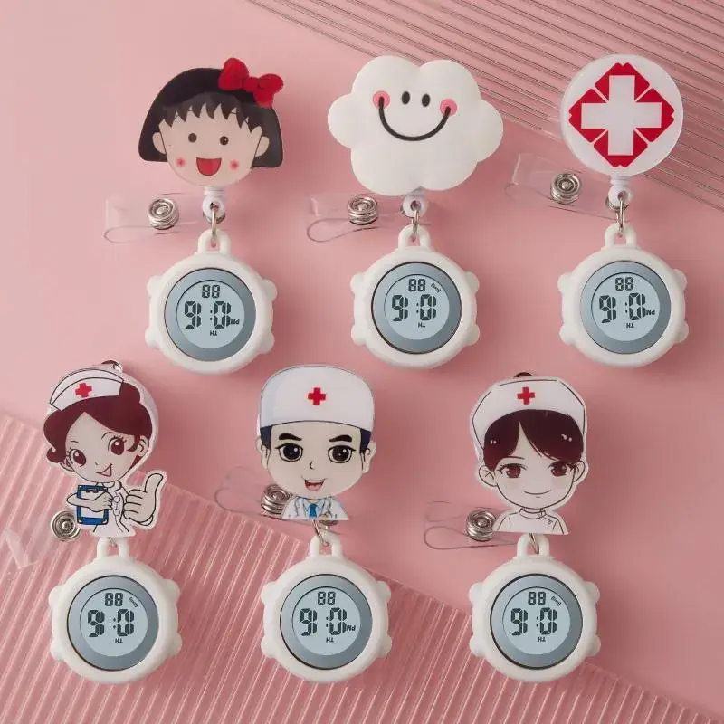 Digital Nurse Watch with Flower Hook