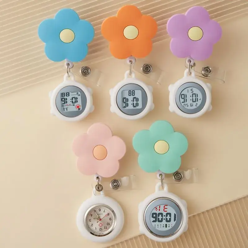 Digital Nurse Watch with Flower Hook