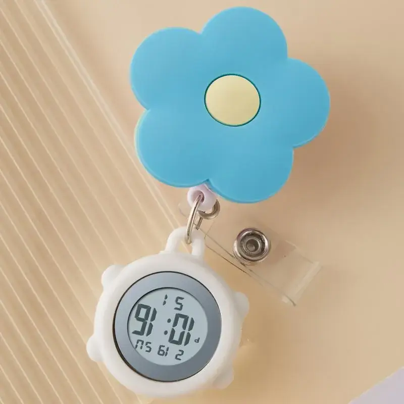 Digital Nurse Watch with Flower Hook