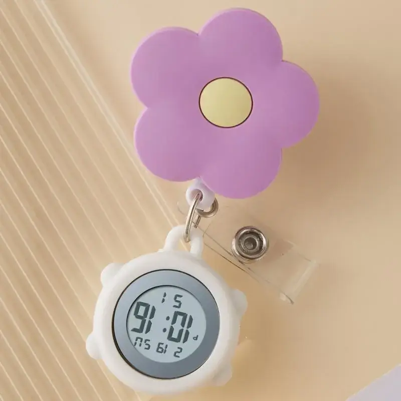 Digital Nurse Watch with Flower Hook