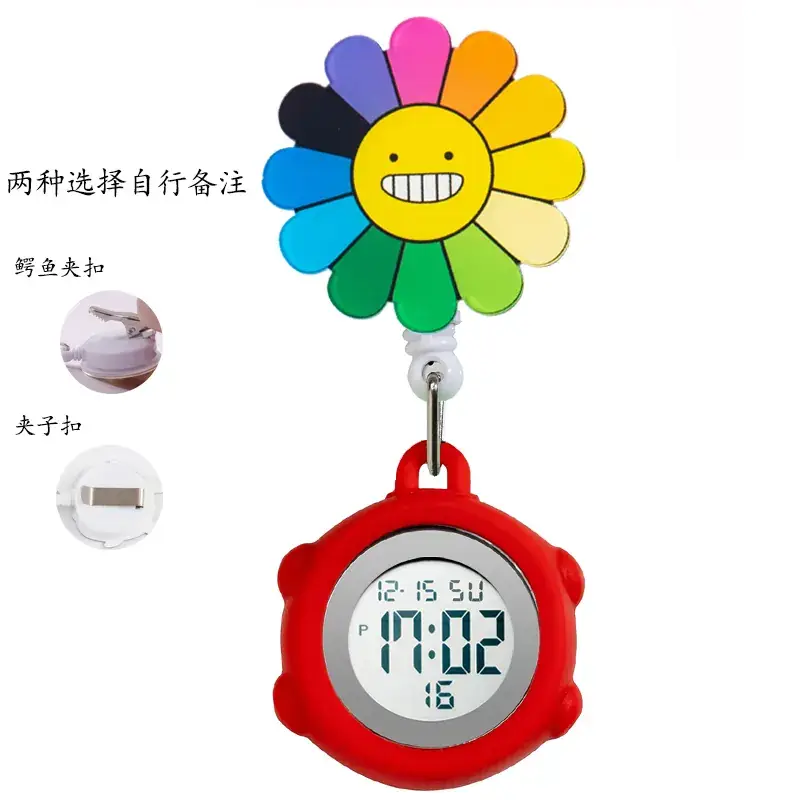 Digital Nurse Watch with Flower Hook