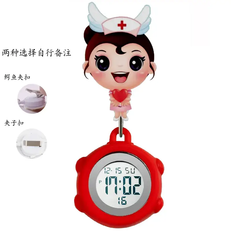 Digital Nurse Watch with Flower Hook