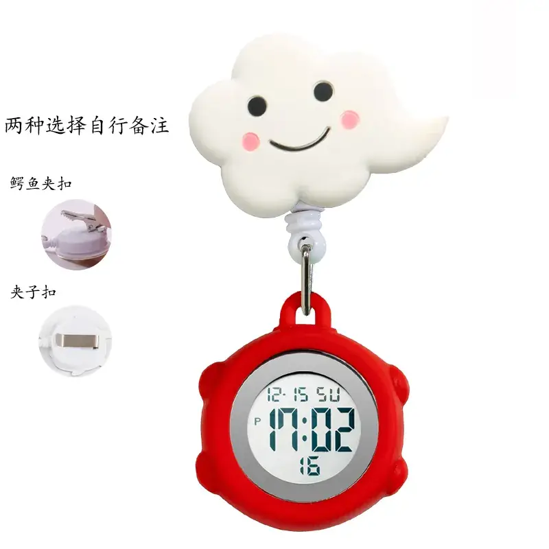 Digital Nurse Watch with Flower Hook