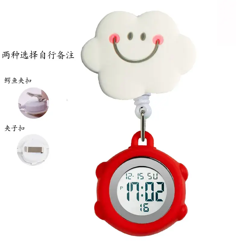 Digital Nurse Watch with Flower Hook