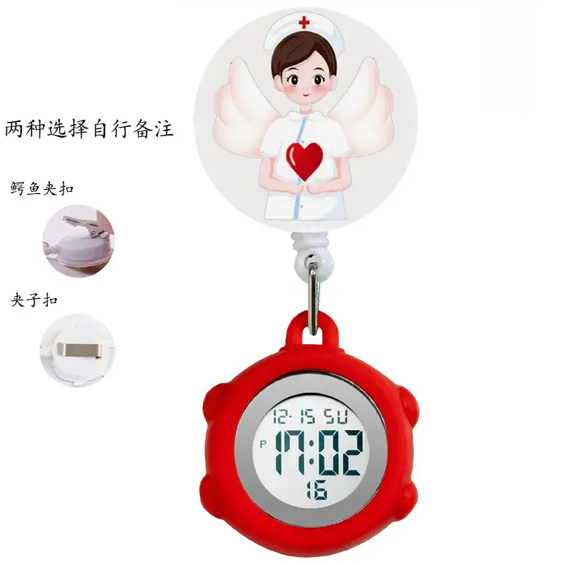 Digital Nurse Watch with Flower Hook