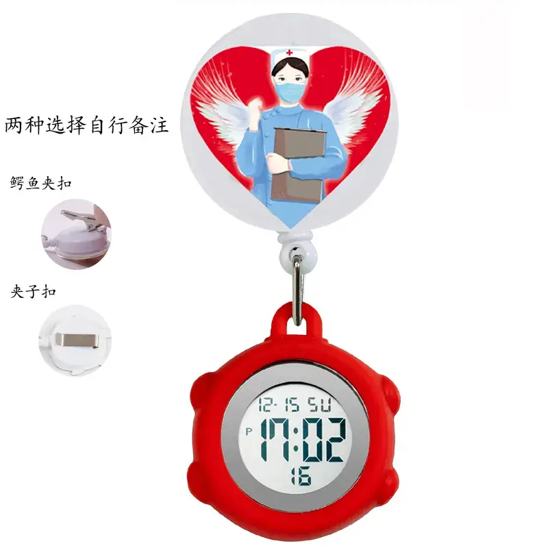 Digital Nurse Watch with Flower Hook