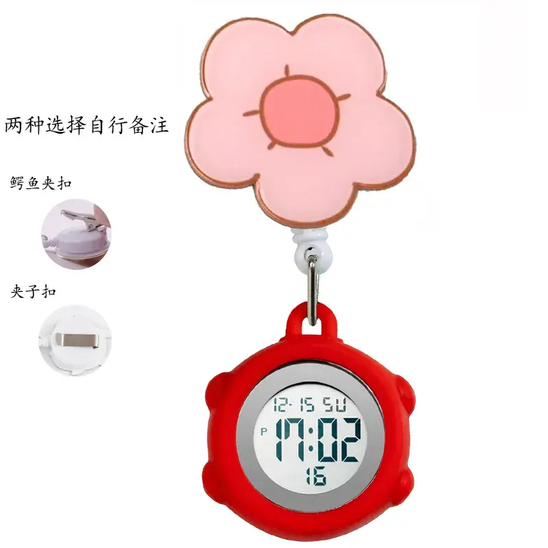 Digital Nurse Watch with Flower Hook