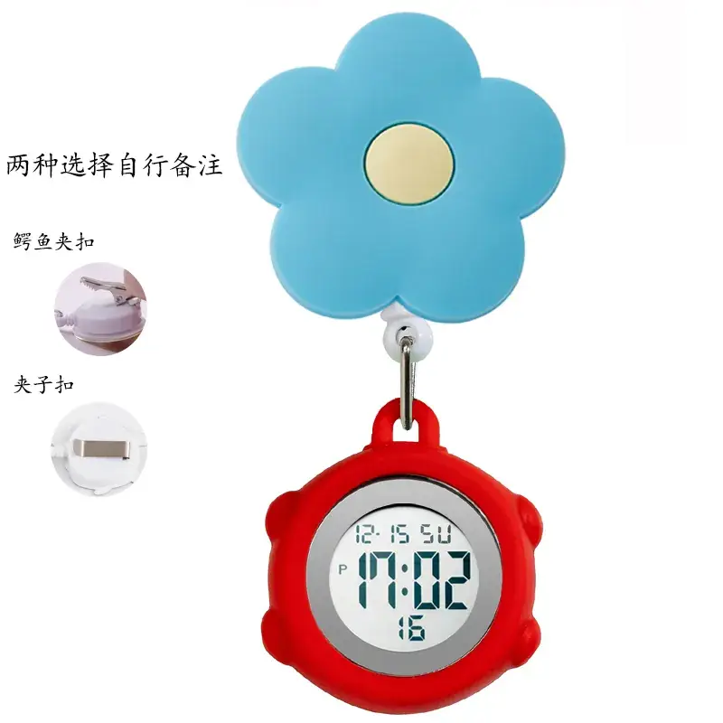 Digital Nurse Watch with Flower Hook