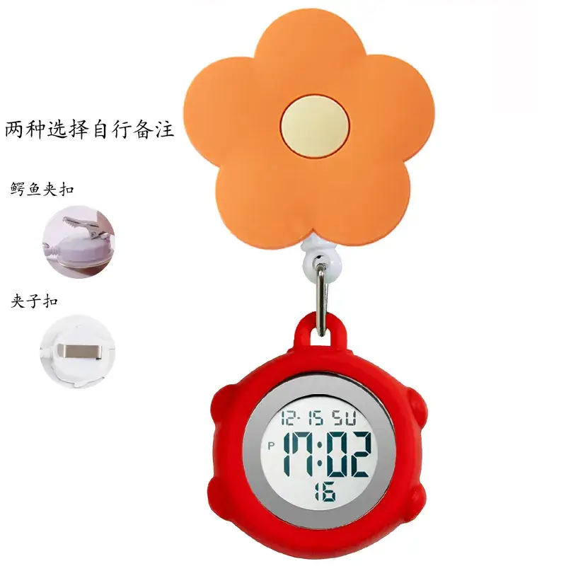 Digital Nurse Watch with Flower Hook