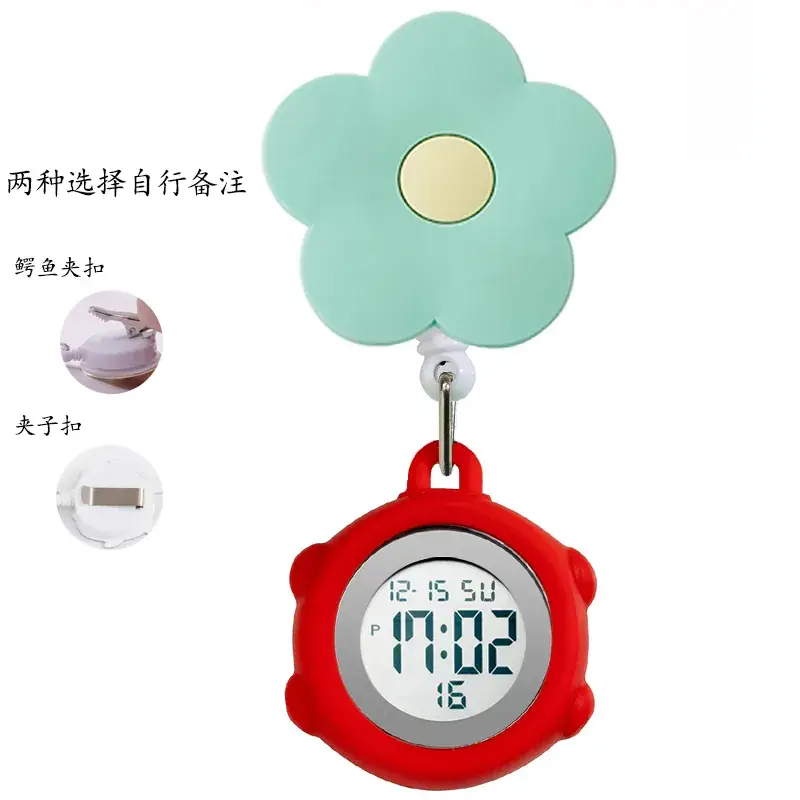 Digital Nurse Watch with Flower Hook