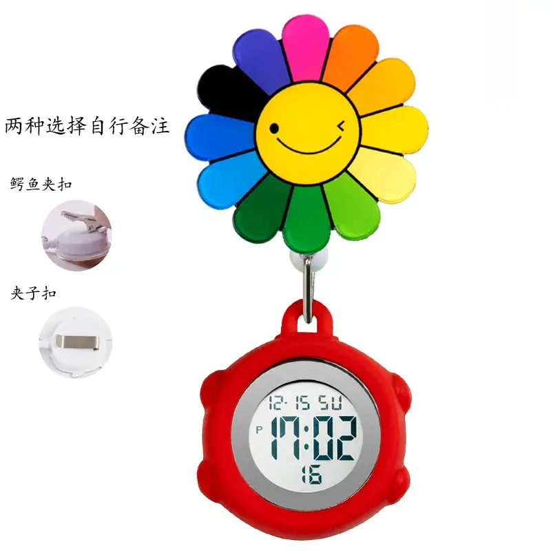 Digital Nurse Watch with Flower Hook
