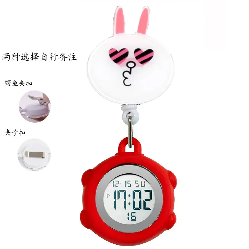 Digital Nurse Watch with Flower Hook