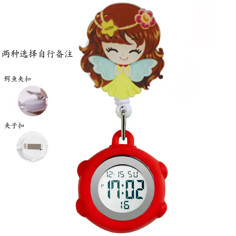 Digital Nurse Watch with Flower Hook