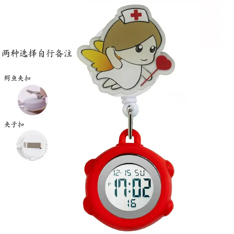 Digital Nurse Watch with Flower Hook