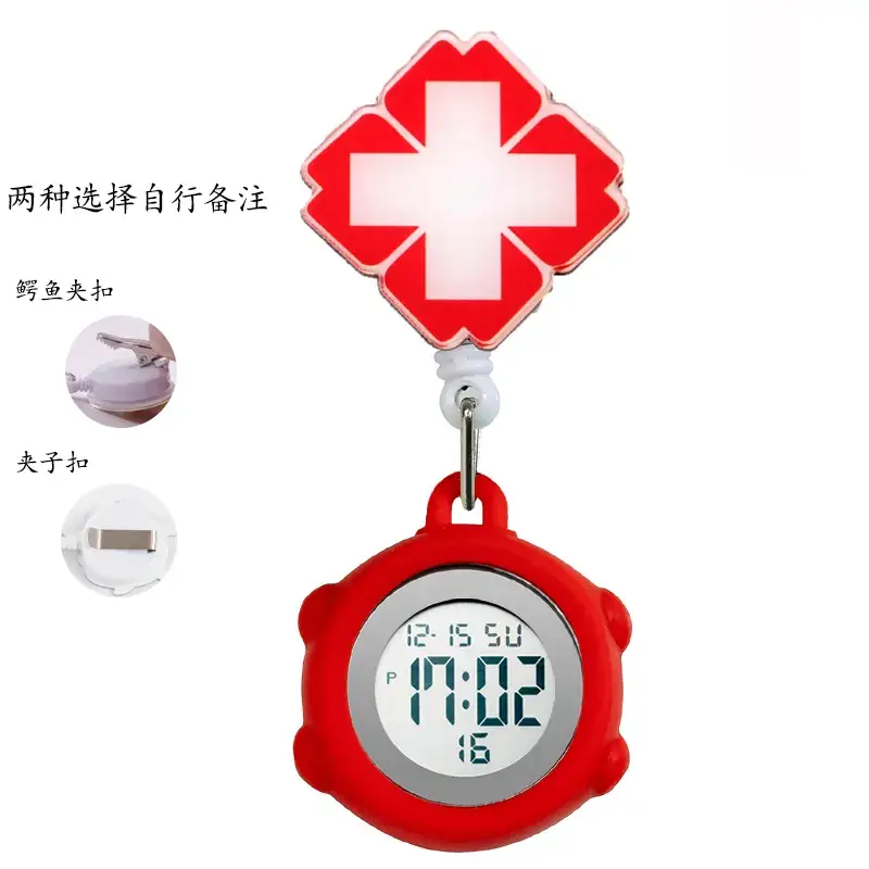 Digital Nurse Watch with Flower Hook