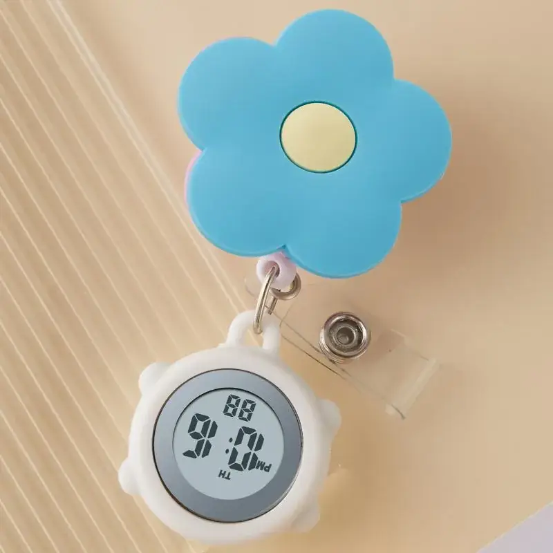 Digital Nurse Watch with Flower Hook