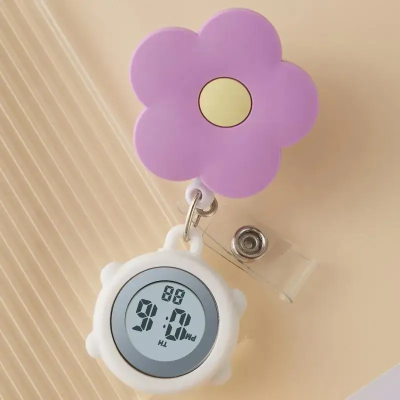 Digital Nurse Watch with Flower Hook