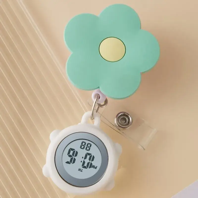 Digital Nurse Watch with Flower Hook