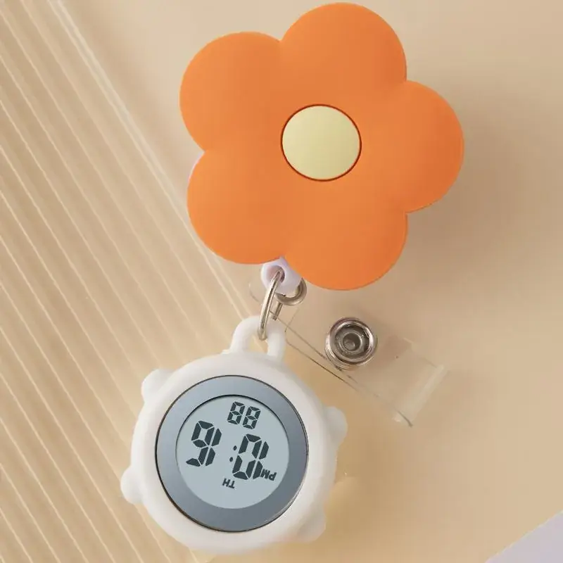 Digital Nurse Watch with Flower Hook