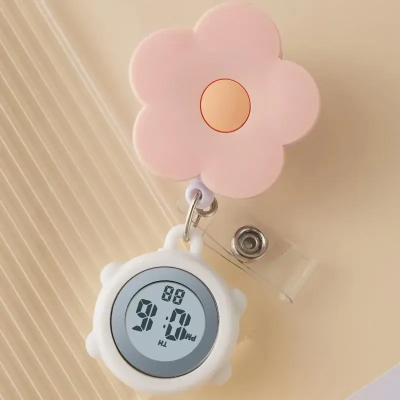 Digital Nurse Watch with Flower Hook