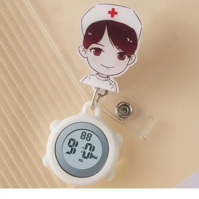 Digital Nurse Watch with Flower Hook