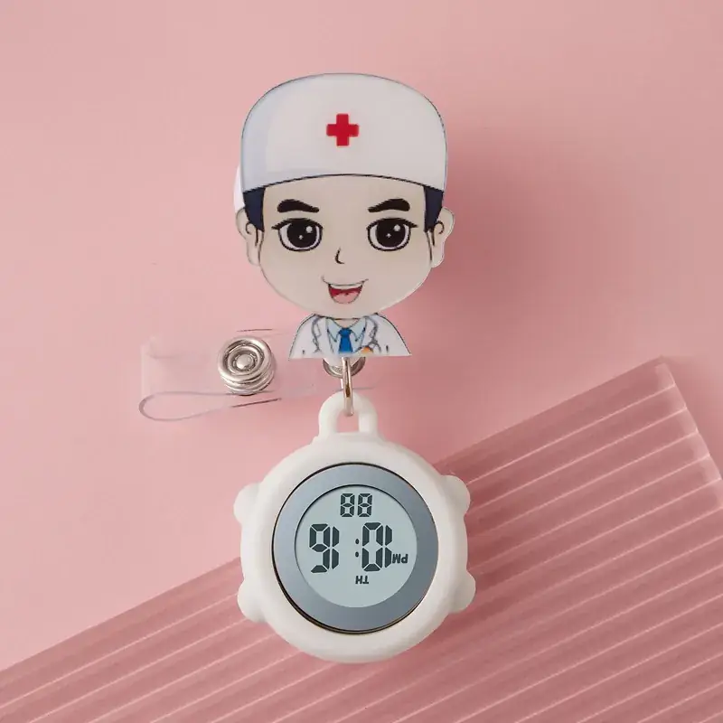 Digital Nurse Watch with Flower Hook