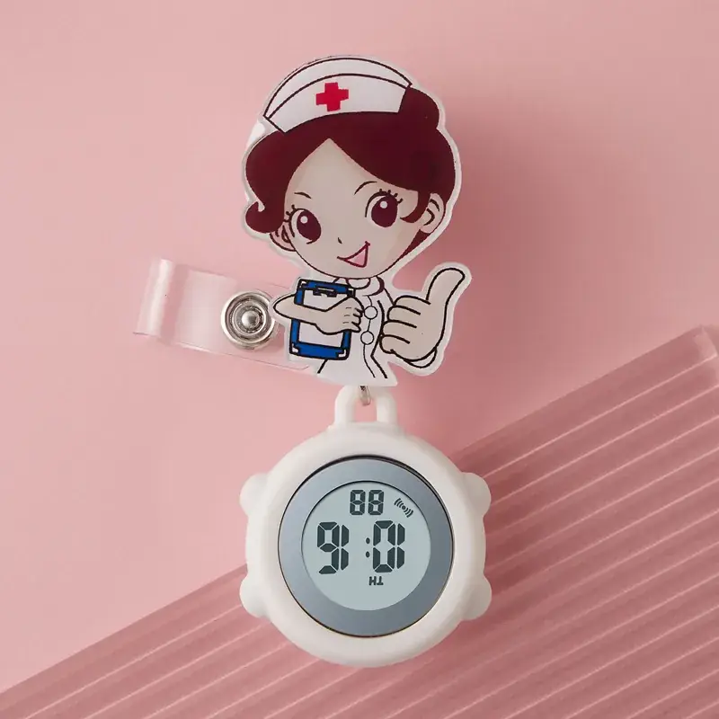 Digital Nurse Watch with Flower Hook