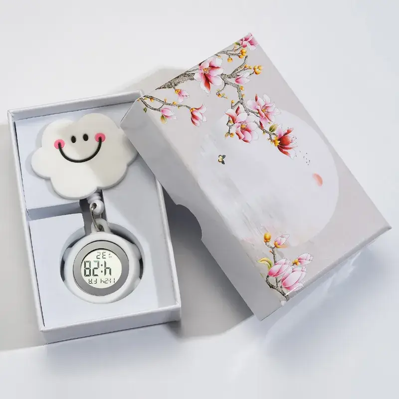 Digital Nurse Watch with Flower Hook