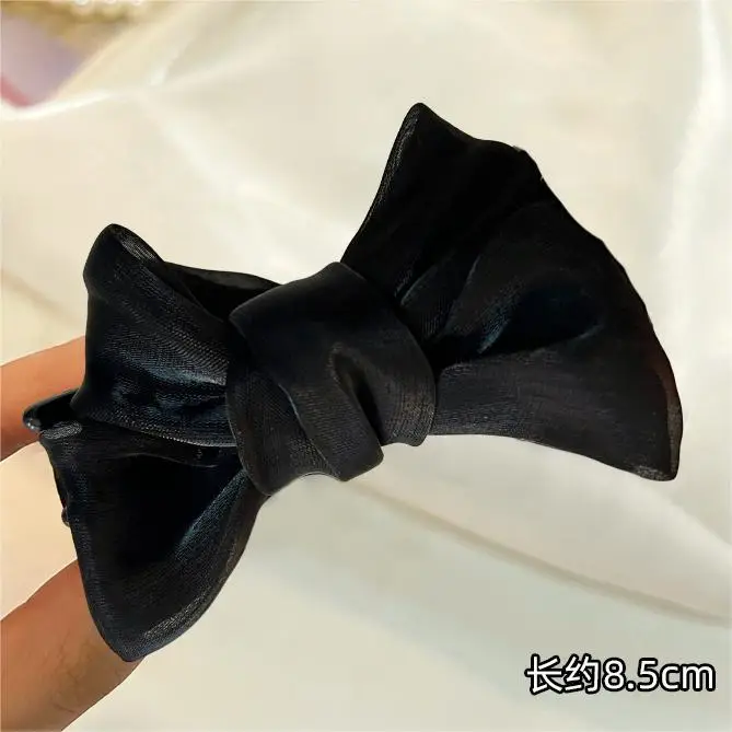 French Camellia Hairpin Black White Pearl Bow Updo