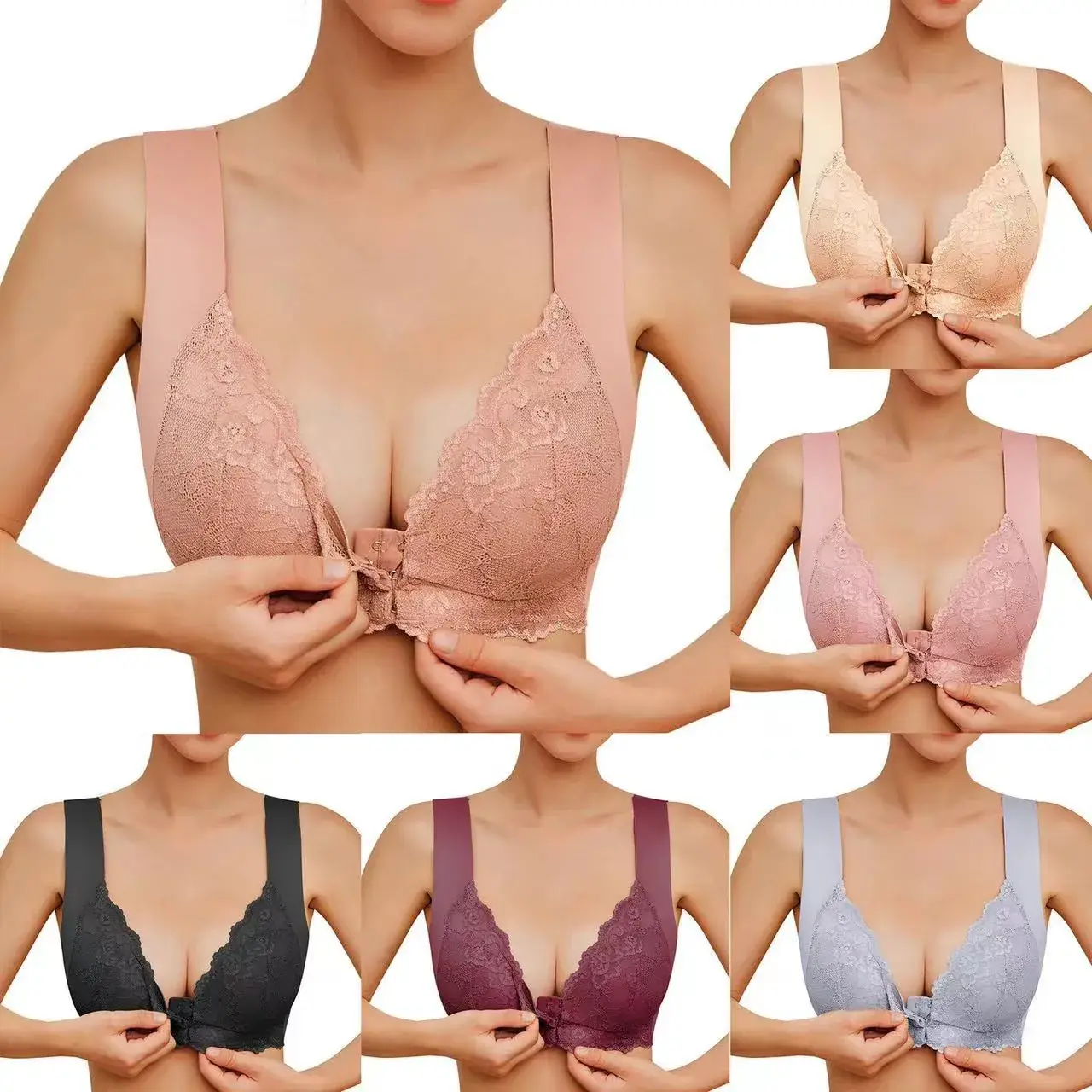 Xiyin Seamless Lace Bra Front Buckle No Steel Ring - Image 7