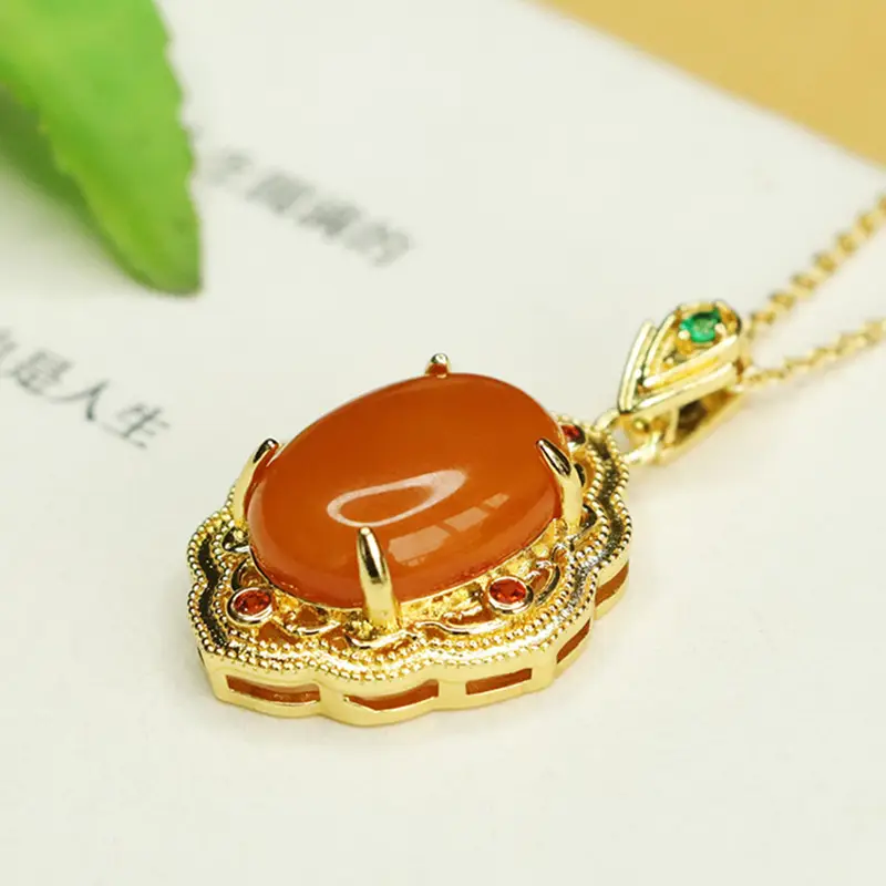 Aiyu Natural Amber Pendant Full Honey Old Beeswax Necklace - Image 5