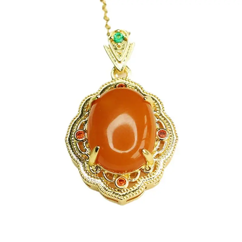 Aiyu Natural Amber Pendant Full Honey Old Beeswax Necklace - Image 6