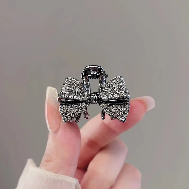 South Korea Rhinestone Bow Hair Clip Small Size Princess Hair Accessory - Image 4