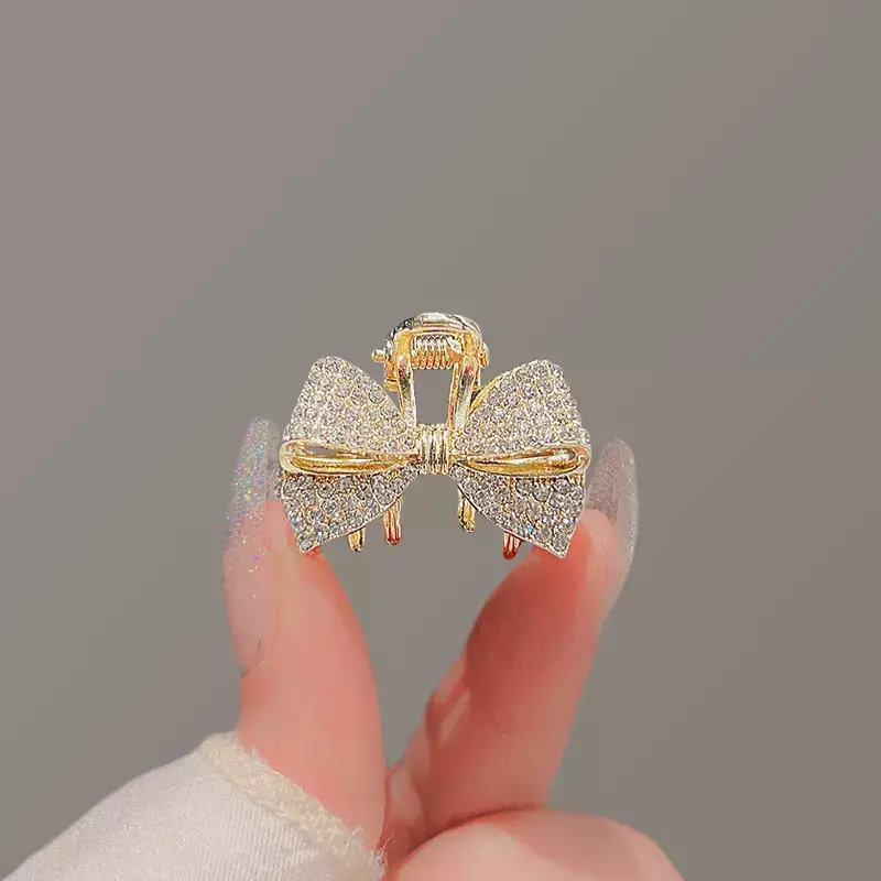 South Korea Rhinestone Bow Hair Clip Small Size Princess Hair Accessory - Image 2