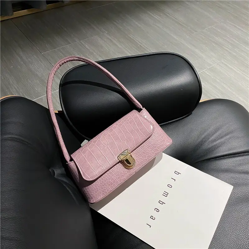Women's Stone Croc Leather Shoulder Bag 2024 - Image 5