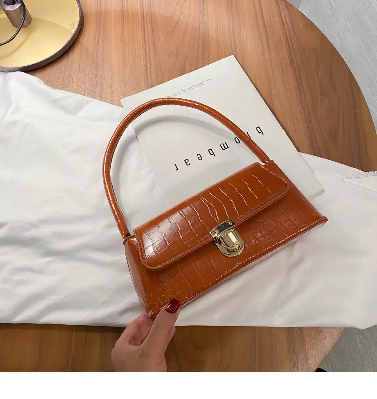Women's Stone Croc Leather Shoulder Bag 2024 - Image 4