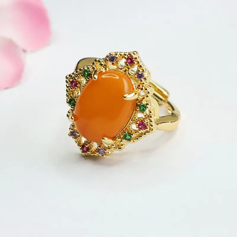 Guan Yu Natural Amber Ring Full Honey Old Beeswax — feature 5