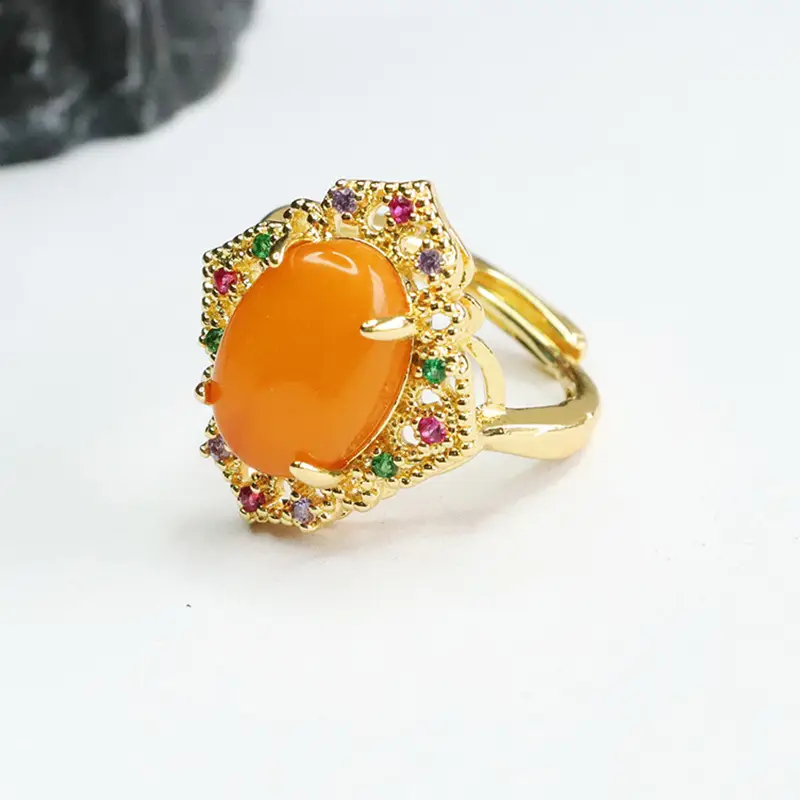 Guan Yu Natural Amber Ring Full Honey Old Beeswax — feature 7