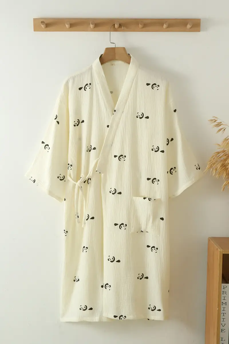 Japanese Kimono Style Printed Cotton Robe for Women Plus Size — feature 3