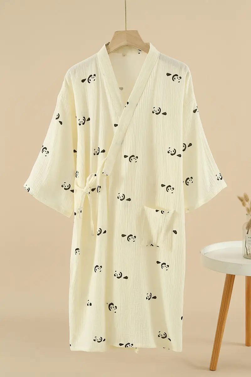 Japanese Kimono Style Printed Cotton Robe for Women Plus Size — feature 4