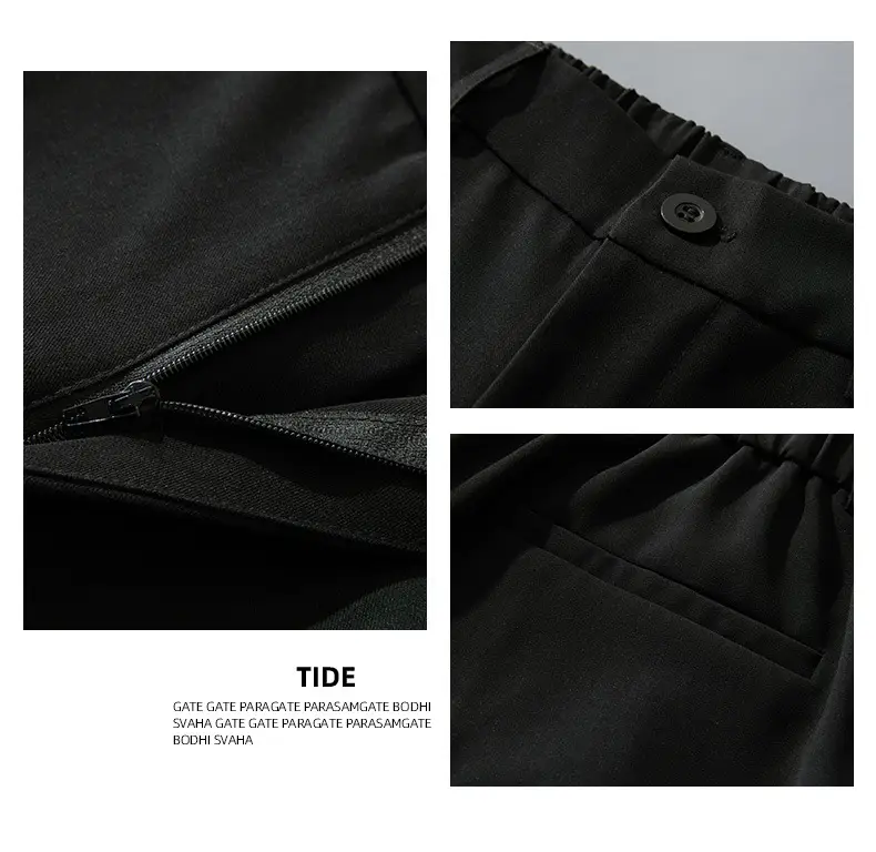 NASA Trousers Thin Leg Men's Black Straight High-end Spring and Autumn Boys Casual Fleece-lined Pants Simple Loose Trendy — feature 10