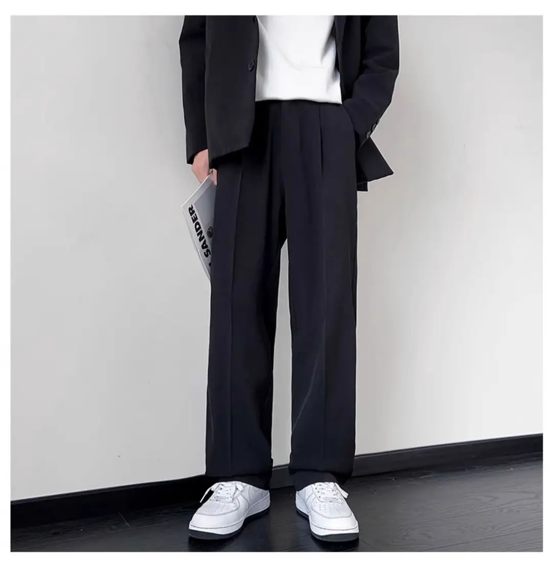 NASA Trousers Thin Leg Men's Black Straight High-end Spring and Autumn Boys Casual Fleece-lined Pants Simple Loose Trendy — feature 14