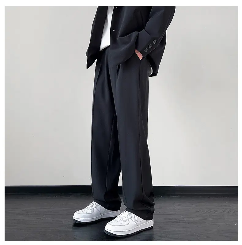 NASA Trousers Thin Leg Men's Black Straight High-end Spring and Autumn Boys Casual Fleece-lined Pants Simple Loose Trendy — feature 15