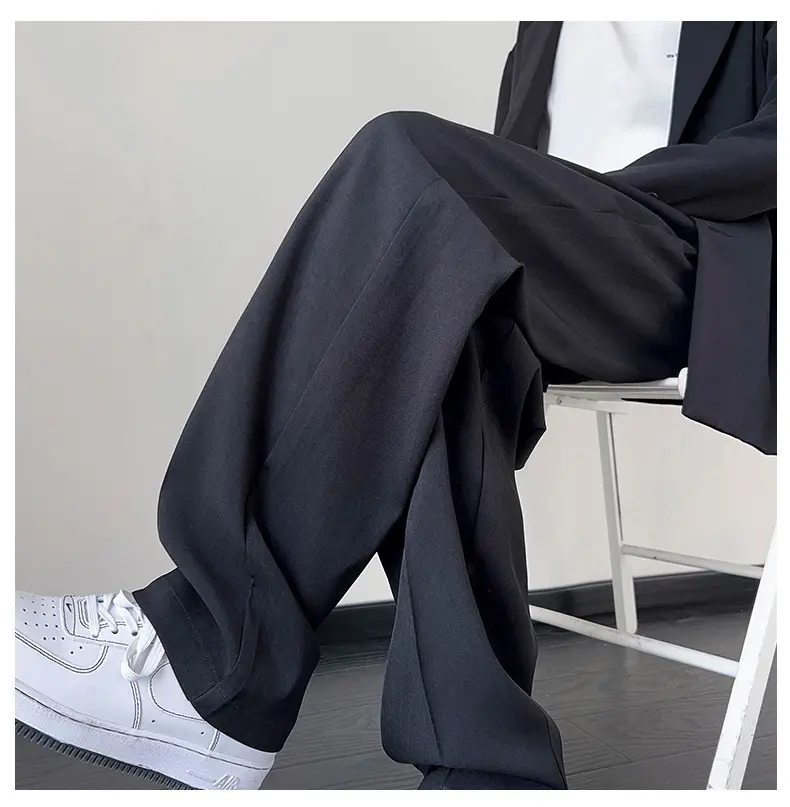 NASA Trousers Thin Leg Men's Black Straight High-end Spring and Autumn Boys Casual Fleece-lined Pants Simple Loose Trendy — feature 16