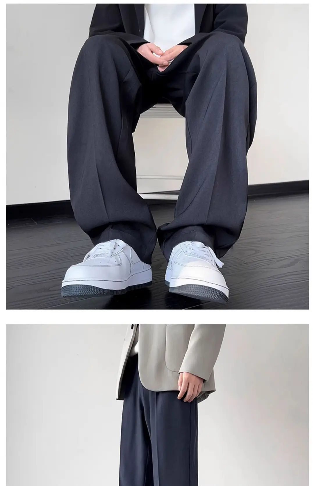 NASA Trousers Thin Leg Men's Black Straight High-end Spring and Autumn Boys Casual Fleece-lined Pants Simple Loose Trendy — feature 17