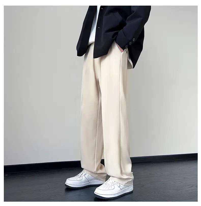 NASA Trousers Thin Leg Men's Black Straight High-end Spring and Autumn Boys Casual Fleece-lined Pants Simple Loose Trendy — feature 23