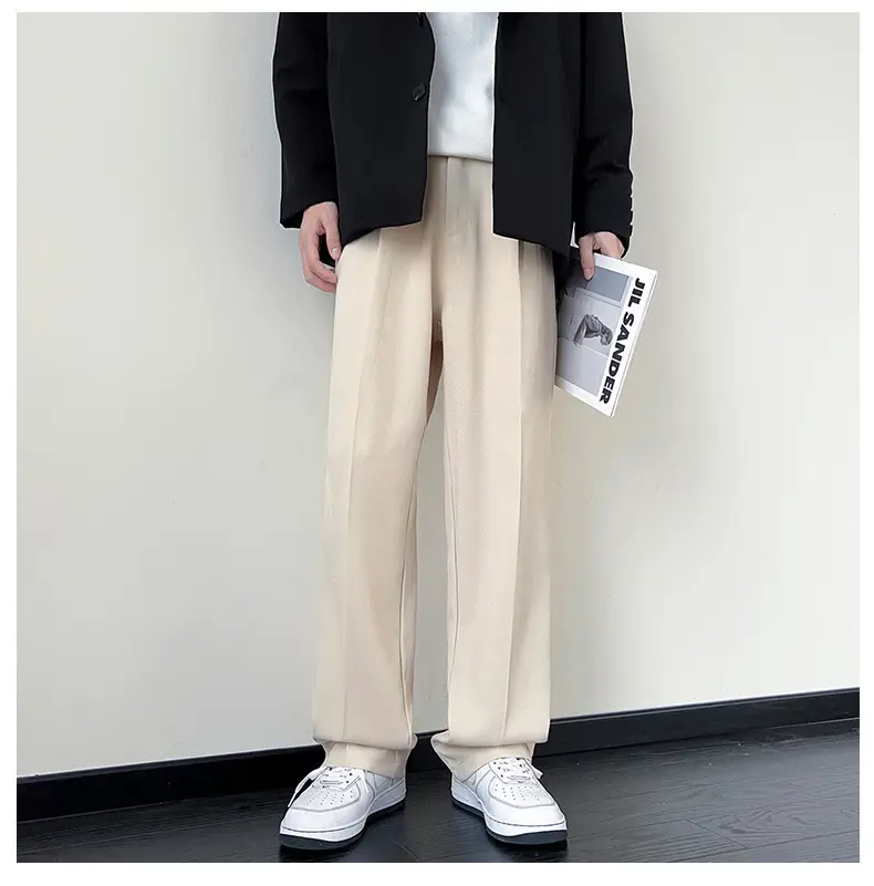 NASA Trousers Thin Leg Men's Black Straight High-end Spring and Autumn Boys Casual Fleece-lined Pants Simple Loose Trendy — feature 25
