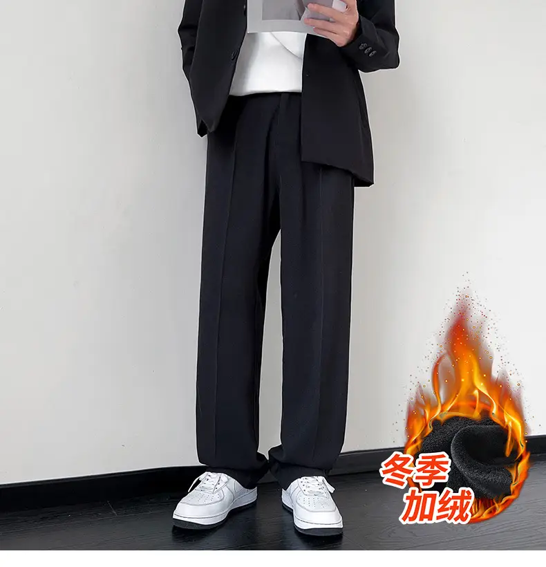 NASA Trousers Thin Leg Men's Black Straight High-end Spring and Autumn Boys Casual Fleece-lined Pants Simple Loose Trendy — feature 5