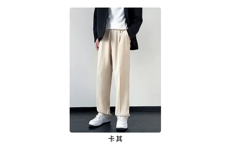 NASA Trousers Thin Leg Men's Black Straight High-end Spring and Autumn Boys Casual Fleece-lined Pants Simple Loose Trendy — feature 8